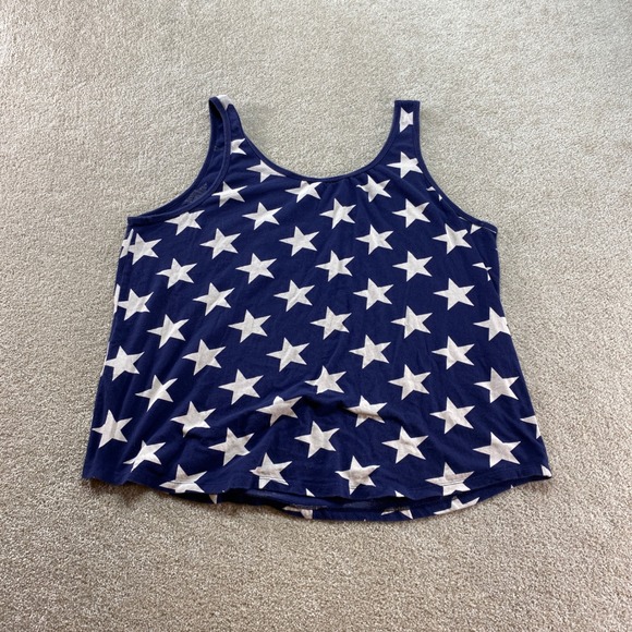 Levi's Tank Top Womens XL Blue White Star Print Scoop Neck Pocket Sleeveless - Picture 9 of 10